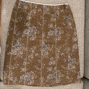 Floral Brown Blue Wool Skirt